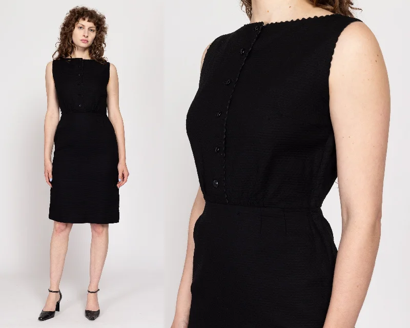 Small 60s Lanz Black Ric Rac Trim Cocktail Dress