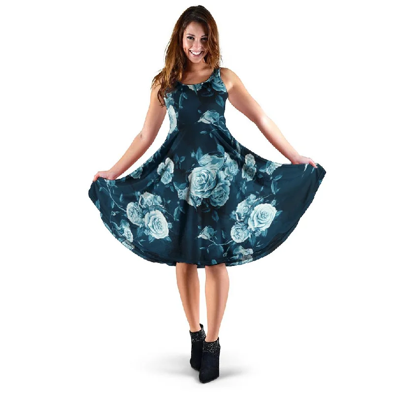 Blue Rose Floral Dress