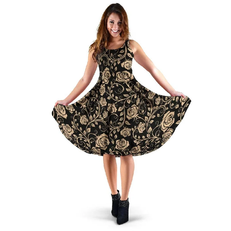 Gold Rose Floral Dress